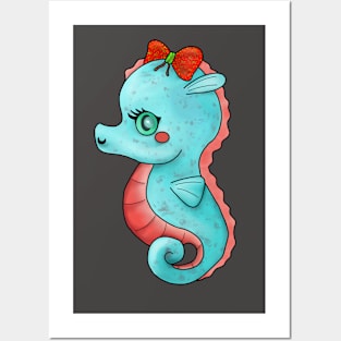 Kawaii Seahorse Posters and Art